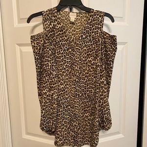 Chico's Animal Print Peek a Boo Shoulder Top